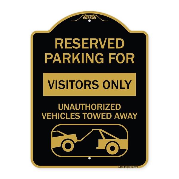 Signmission Reserved Parking for Visitors Only Unauthorized Vehicles Towed Away, A-DES-BG-1824-23070 A-DES-BG-1824-23070 - main